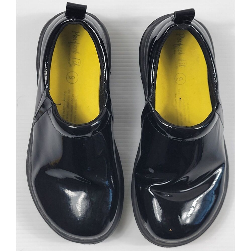 Gravity Defyer Emma TB7211FL Black Glossy Slip On Clogs Womens‎ 9 Upper Leather